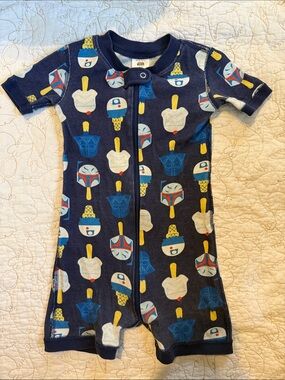 Hanna Andersson Navy Star Wars Pops Short Sleeve One-Piece